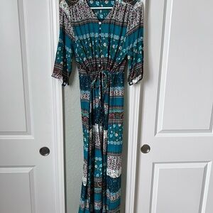 Teal Floral Maxi Dress